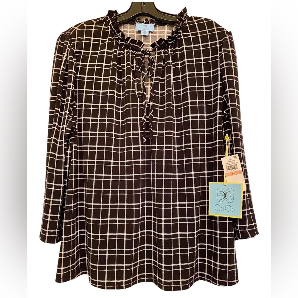 NWT CeCe Black & White Blouse size 2x